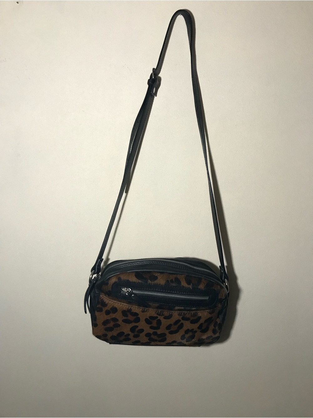 EUC Maurizio Taiuti Leopard and Leather Crossbody Bag